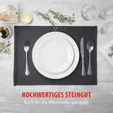 alpina Geschirrset 8 Personen - 40-teiliges Steingut Geschirr - Teller Set mit Speiseteller, Schalen en Kaffeebecher - Camping Geschirr - Mikrowelle- en Spülmaschinengeeignet - Weiß