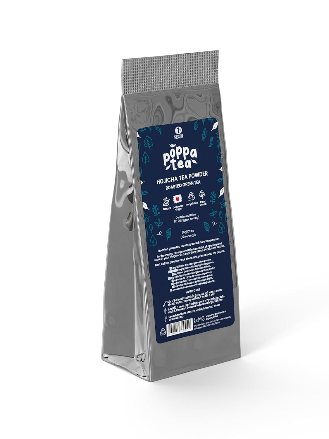 Poppatea Hojicha theepoeder - geroosterde groene thee (navulzakje van 50 g)