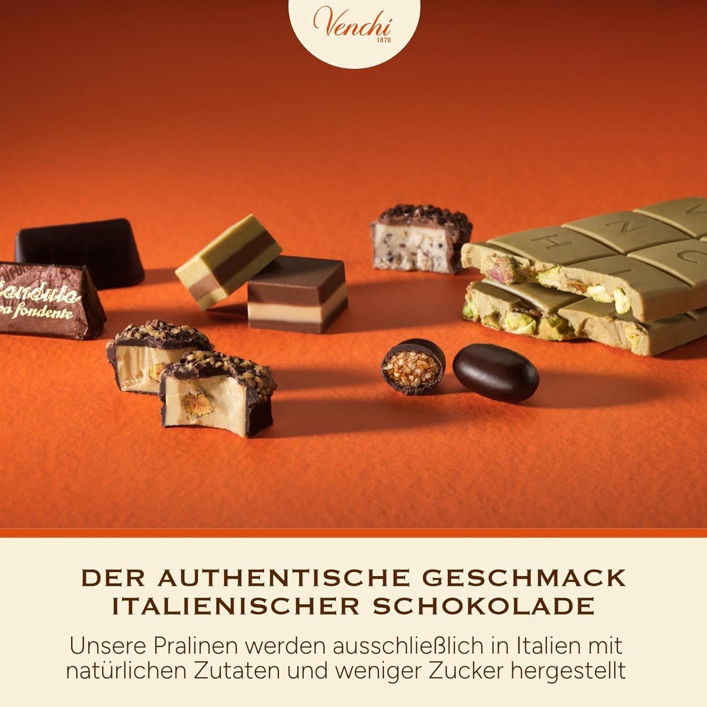 Venchi - Cremini 1878 - Drielaagse chocolade met gianduja met melk en amandelspijs, "Piemontese Hazelnoten BGA", 1 kg, glutenvrij, zonder kleurstoffen en zonder bewaarmiddelen