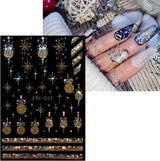 JMEOWIO Nagelsticker Weihnachten Gold Glitter Silber 8 Blatt Nail Art Sticker Selbstklebend Nagelaufkleber Schneeflocke Winterurlaub Decoratie Nageldesign Zubehör