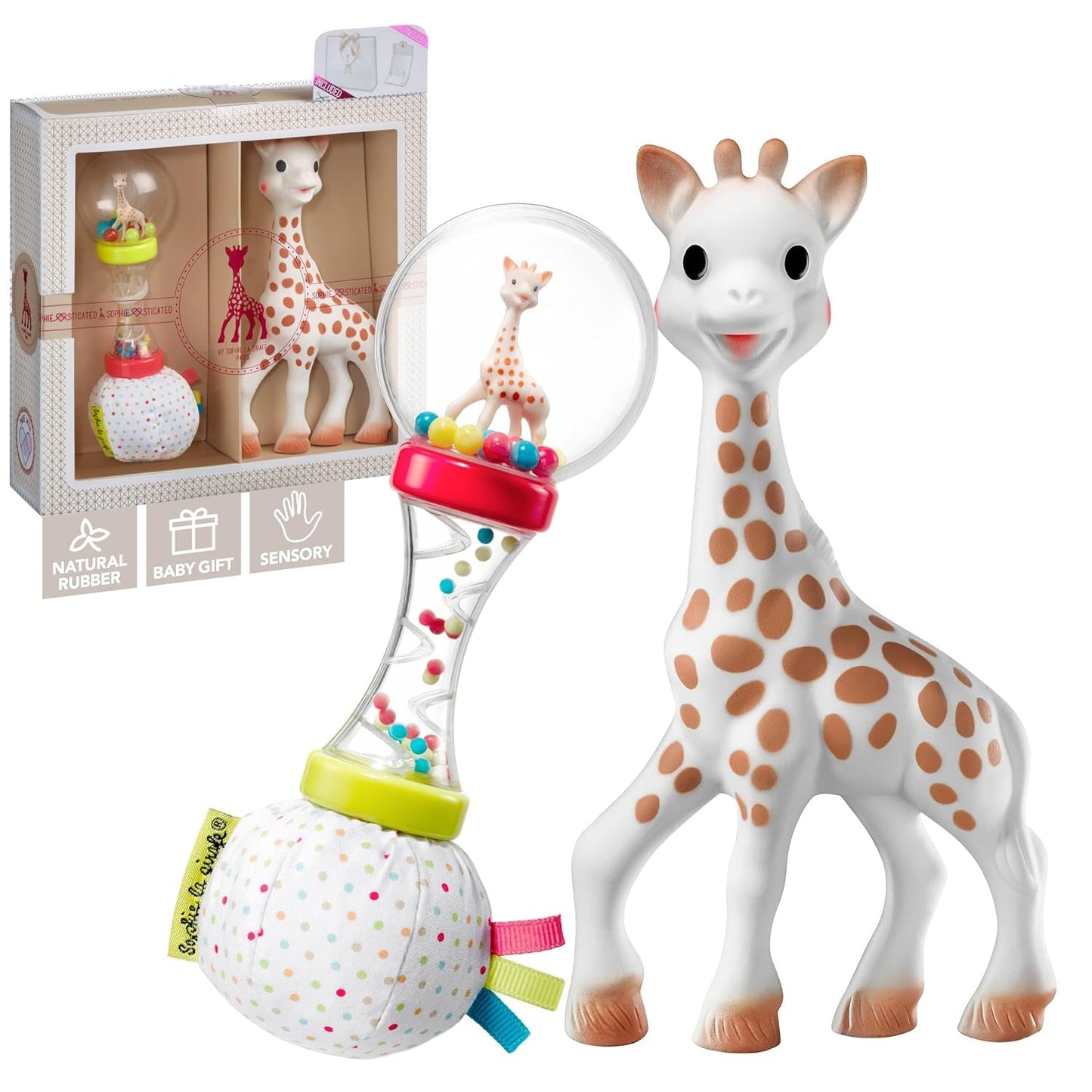 Sophie de giraf verjaardagscadeauset Sophiesticated rammelende pouet 00012 Speelgoed Bebe Naty Shop Single Transparant