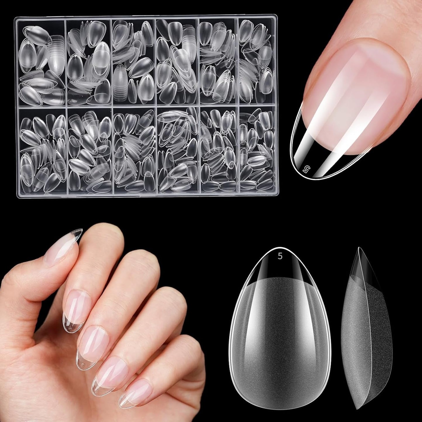 Korte kunstnagels 500 stuks zachte gel volledige dekking nageltips voor gelnagels 12 maten Voorgepolijste nageltips voor gelnagels Korte kunstnagels Doodskistnagelverlengingen met doos
