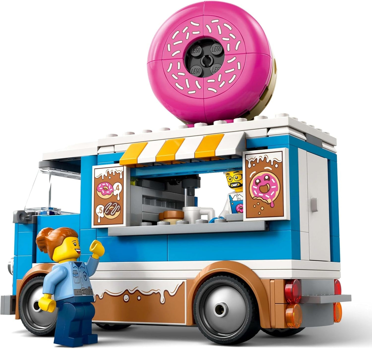 LEGO City Donut Truck - Speelgoedfoodtruck met 2 minifiguren van de politie - Constructiespeelgoed voor jongens en meisjes vanaf 5 jaar - Cadeau-idee voor verjaardagen en feestdagen 60452 Bouwsets Besuche den LEGO-Store