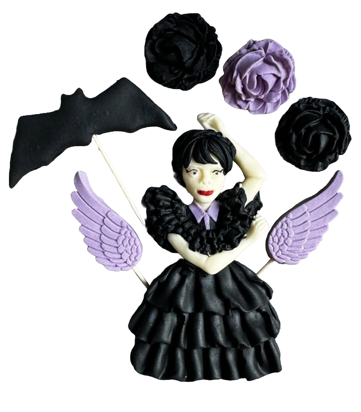 Set van 7 eetbare suikerdecoraties, Wednesday Sugar Paste Decorations Naty Shop