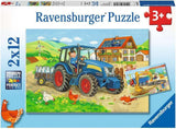 Ravensburger Puzzel voor Kinderen - 07616 Bouwplaats en Boerderij - Puzzel voor 3+ 2X12 Stuks Naty Shop Single
