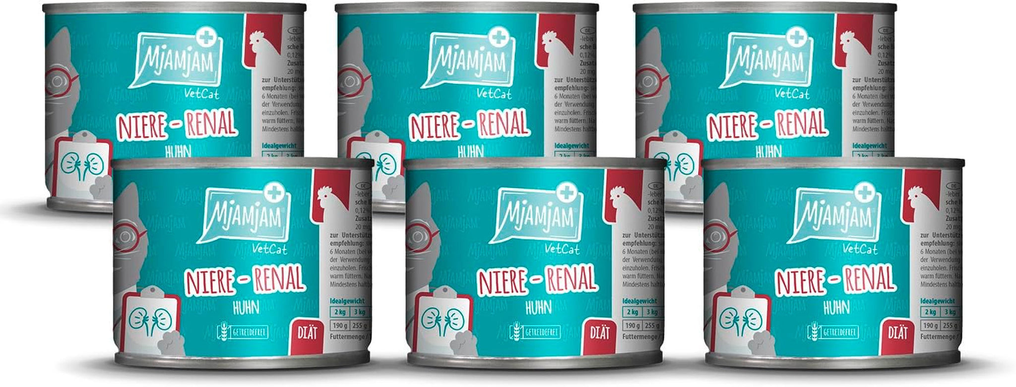 MjAMjAM VetCat - Premium natvoer voor katten - Dieet - Nier - Kip, 6-pack (6 x 200 g), graanvrij