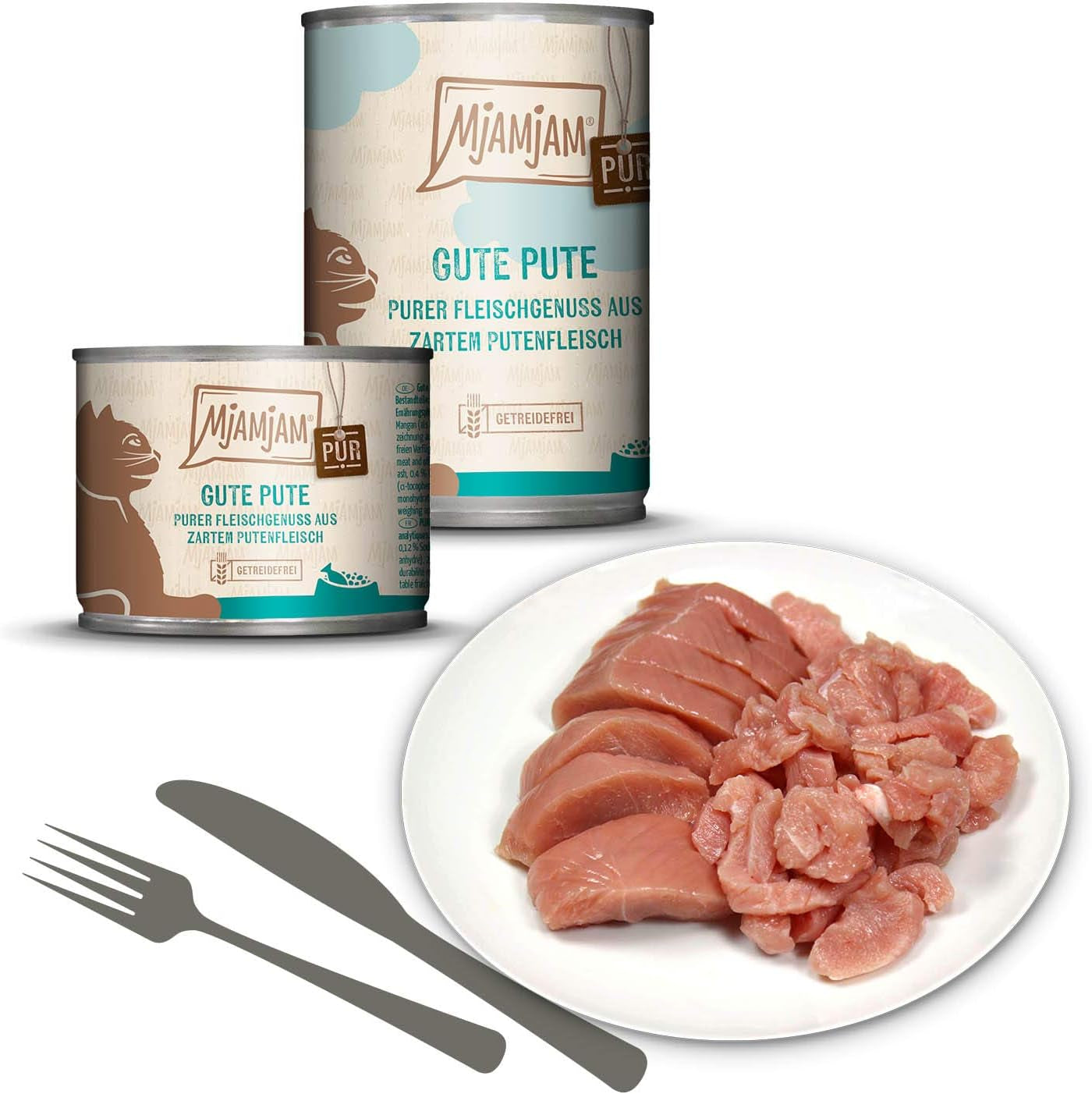 MjAMjAM - Premium natvoer voor katten - Pack Mix V - Pure Meat Delight 6 Pack (6 x 400 g) Graanvrij met extra vlees