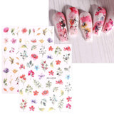 JMEOWIO Nagelsticker Frühling Blume 12 Blatt Nail Art Sticker Selbstklebend Nagelaufkleber Blätter Decoratie Nageldesign Zubehör
