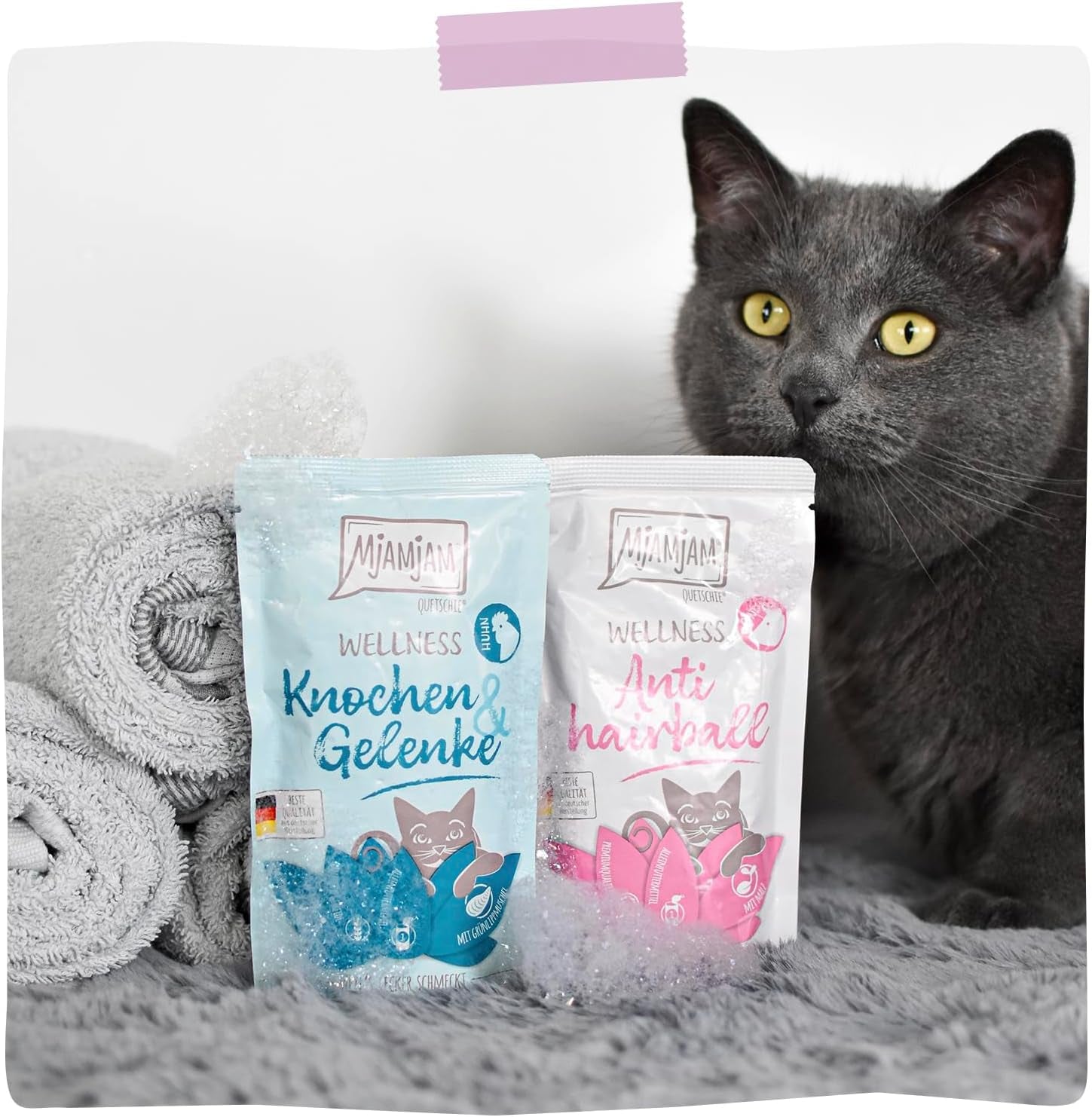 MjAMjAM - Premium natvoer voor katten - Wellness - Spijsvertering - Kip, verpakking van 12 (12 x 125 g), graanvrij