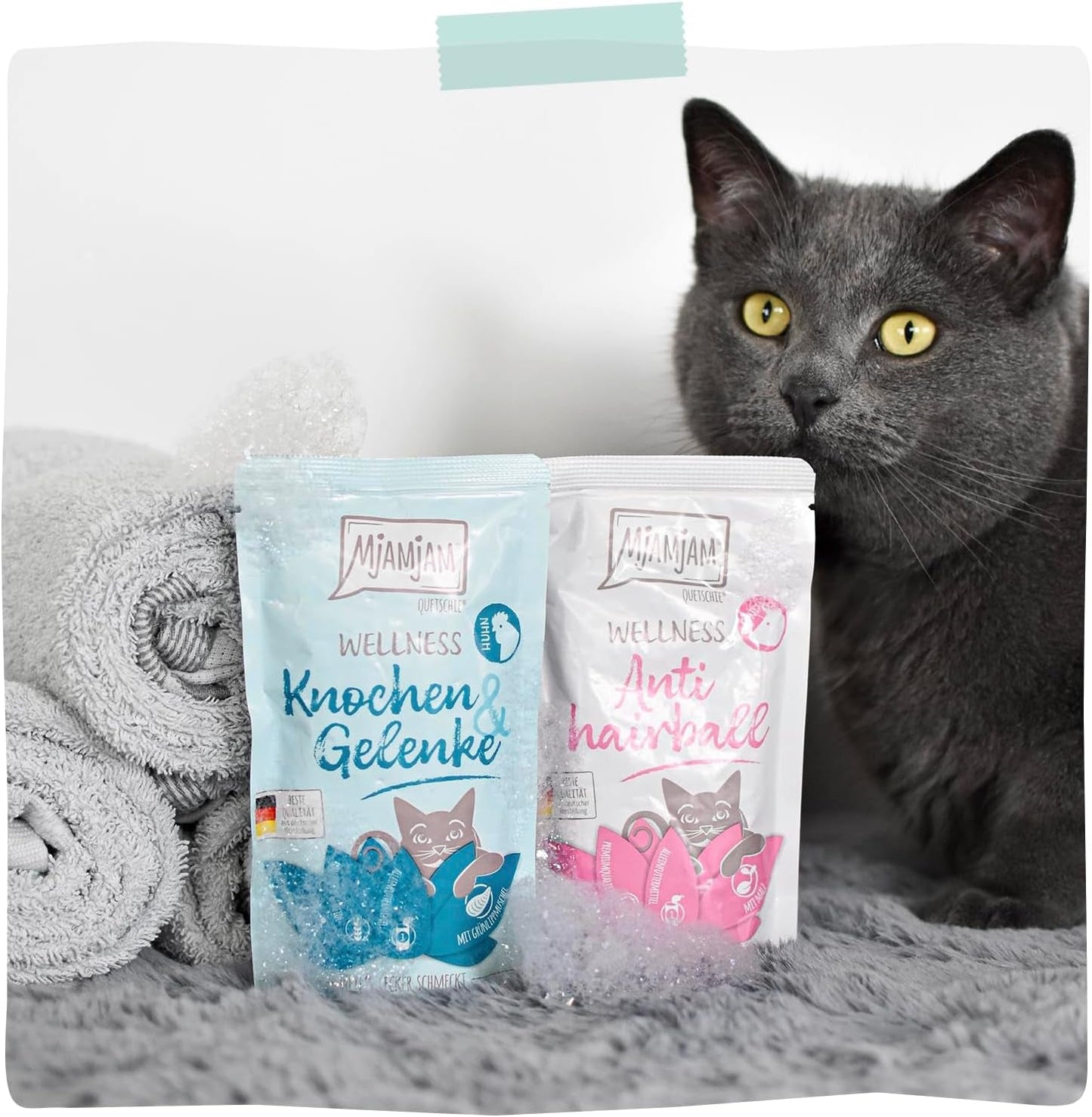 MjAMjAM - Premium natvoer voor katten - Wellness - Spijsvertering - Rund, 12 stuks (12 x 125 g), graanvrij