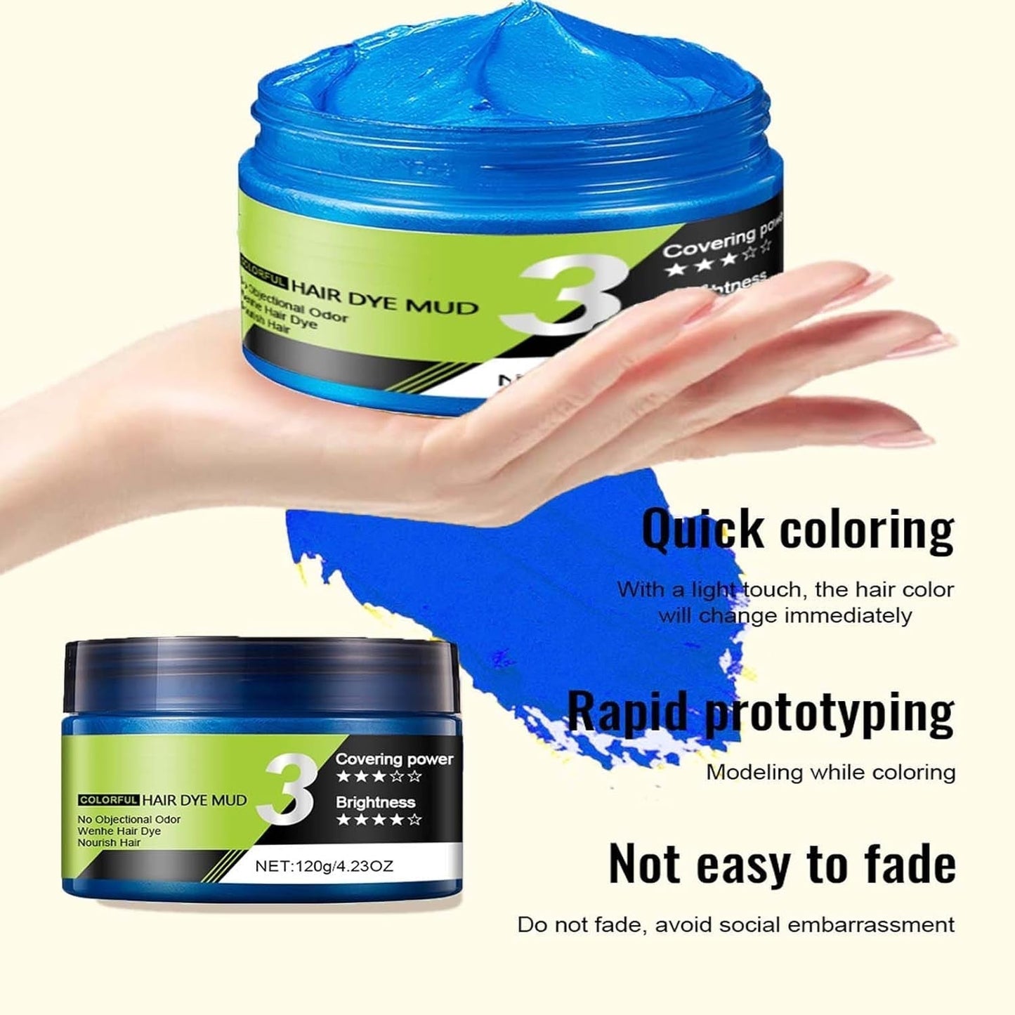Blauwe haarwax Tijdelijke blauwe haarspray Kleur Crazy Blue Wasbare haarkleur Instant haarverf Natuurlijke haarkleur Styling Haar voor mannen Vrouwen Feest Naty Shop Haarverf