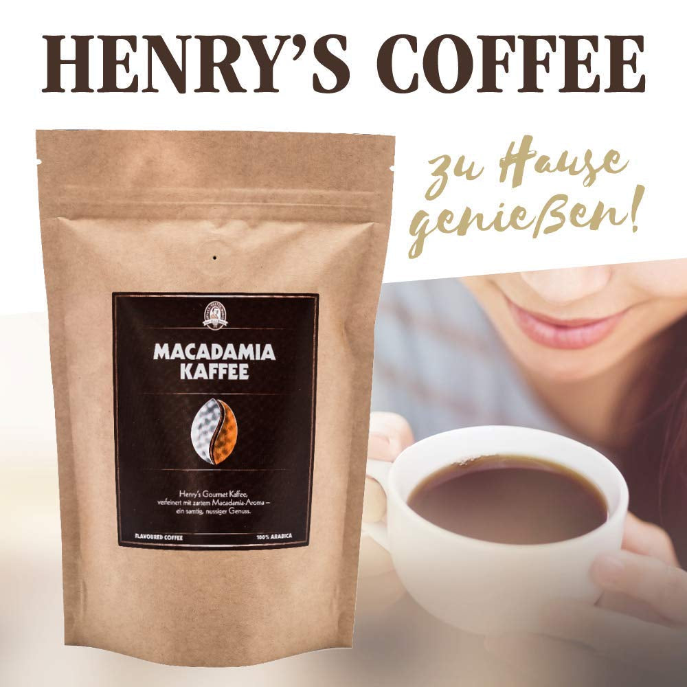 Henry's Macadamia Coffee 1000g - onze verfijnde gastronomische koffie met de fijnste smaken - ambachtelijk gebrand - premium koffiebonen