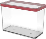 Rotho Loft set van 5 voorraadpotten met deksel, verschillende maten, voedselkunststof (PP) BPA-vrij, transparant/rood, (21,4 x 21,4 x 23,5 cm) voedselbewaardozen Naty Shop 2,1 l rechthoekig