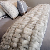 Lavish Home Oversized Gerüschte namaakbontdeken, 152,4 x 203,2 cm, jacquard namaakbont, queensize plaid voor bedden en banken, grijze bedden en dekens Lavish Home
