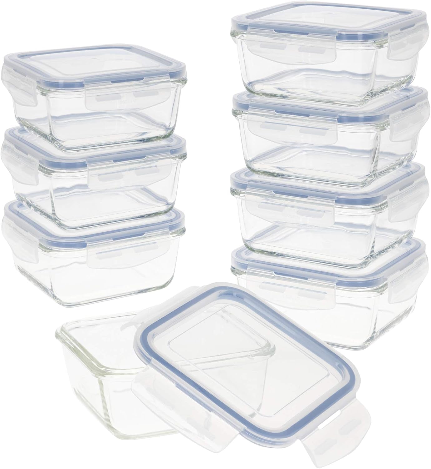 Max Home 8-pack glazen luchtdichte containers Magnetron glazen lunchbox Hersluitbare voedselcontainers 550 ml doorzichtige deksels Voedselcontainers (16538) Naty Shop voedselbewaardozen Standaardtitel