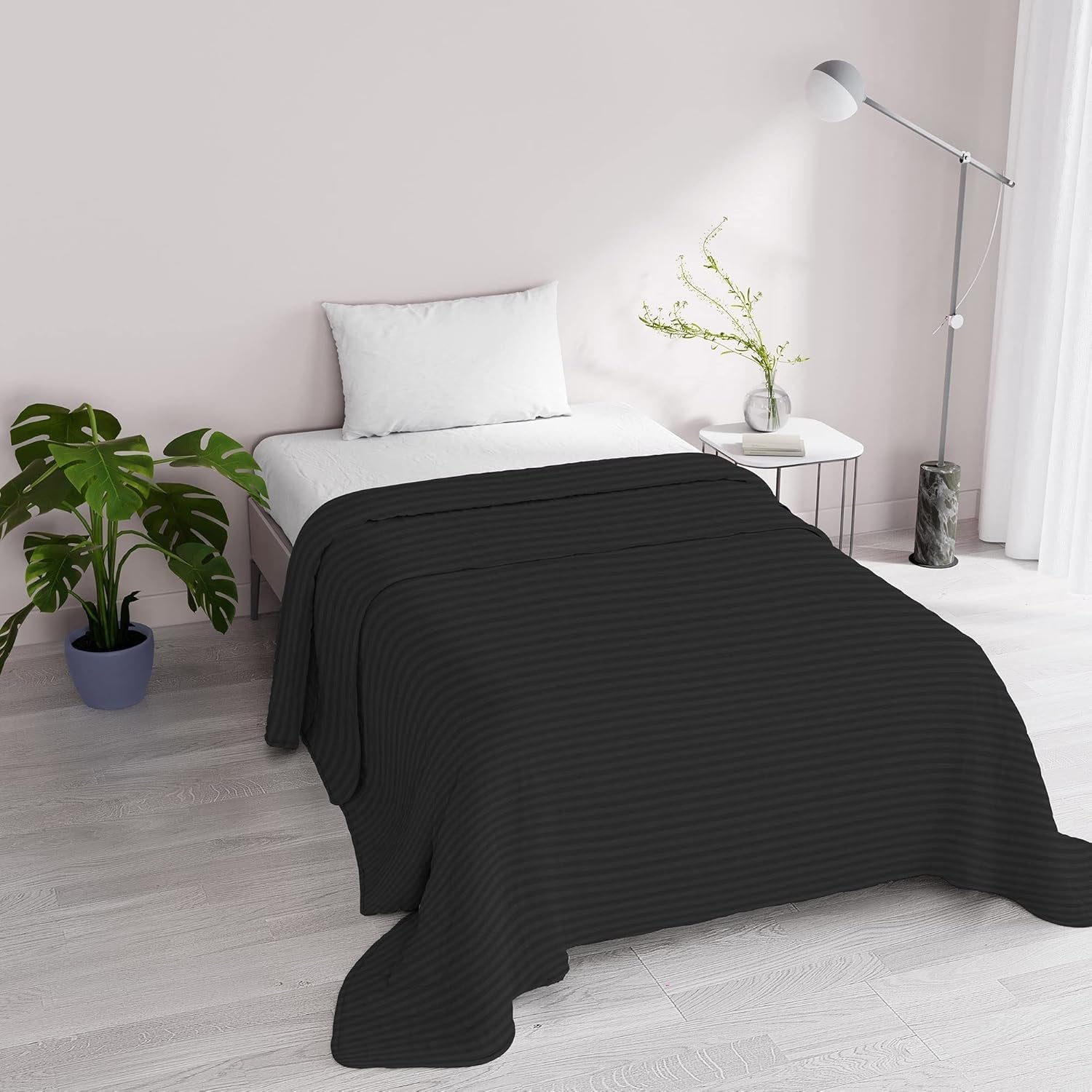 Zomerdekbed Satijn Strepen, polyester, crème, 260X250 Cm Quilts en quilts Naty Shop Zwart 170X250 Cm
