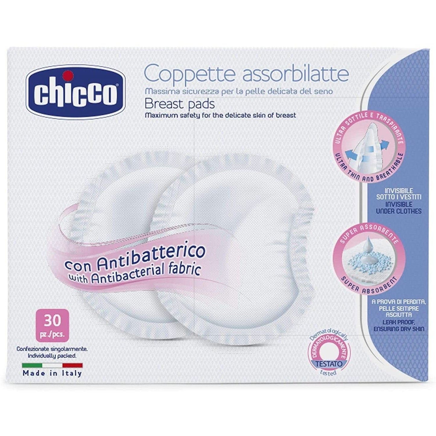 Chicco beschermkussentjes voor tepels, antibacterieel, 4 weken, 120 stuks Accessoires Voeding en Borstvoeding Bebe Naty Shop