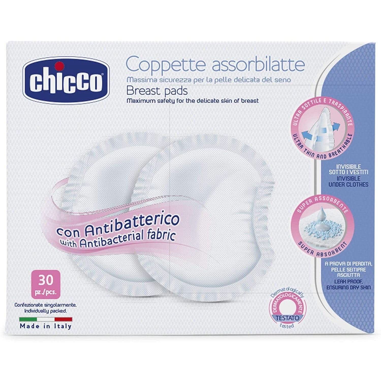 Chicco beschermkussentjes voor tepels, antibacterieel, 4 weken, 120 stuks Accessoires Voeding en Borstvoeding Bebe Naty Shop