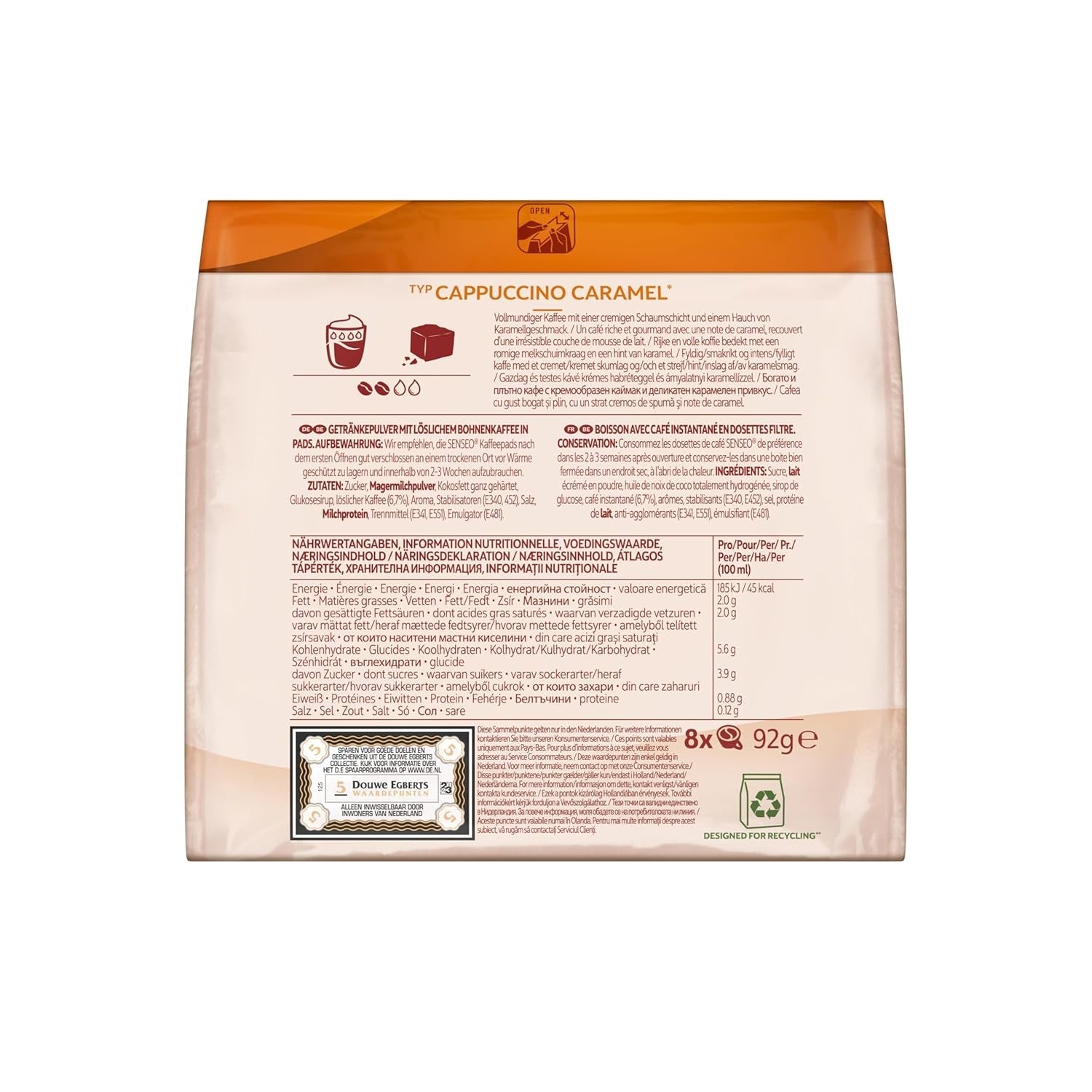 Senseo Pads Cappuccino Karamel, 5 x 8 Getränke, 40 Kaffeepads