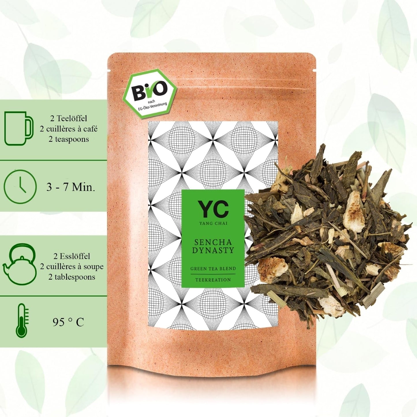 YC Yang Chai Sencha Groene Thee BIO 250G - Japanse losse thee met bergamotsmaak - Originele Japanse groene thee "Sencha Dynastie" uit gecontroleerde biologische teelt