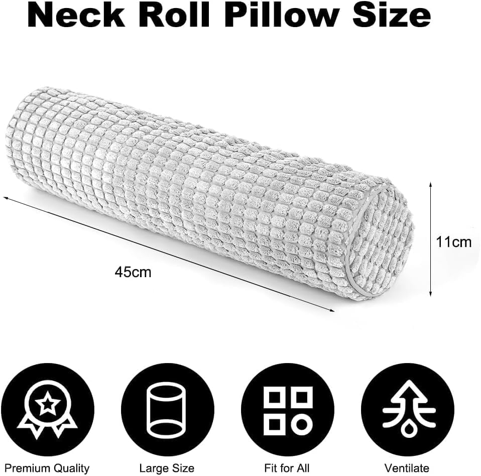 Nekrol met hoes, 11x45cm traagschuim reiskussen, wasbaar pluche nekkussen voor verlichting van nekpijn, nekkussen voor thuis, op kantoor, reizen Yoga Ronde cilinder Cervicale orthopedische kussens Naty Shop