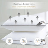 Bedstory-kussen, 50 x 70 cm, 2 stuks, bijtbestendig, zweetademend, hypoallergeen, vulling: 100% polyestervezel, ultracomfortabel en zacht comfort en uitstekende ondersteuning Naty Shop standaardkussens