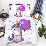 Beddengoed voor kinderen, verschillende maten en verschillende animatiefiguren Beddengoed - kinderen Naty Shop Eenhoorn (model 2) 135X200Cm+80X80Cm