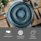leuk vinden. de Villeroy & Boch - Lave Gris steengoed serviesset, 4-delig, keramische look, servies voor 2 personen, grijs