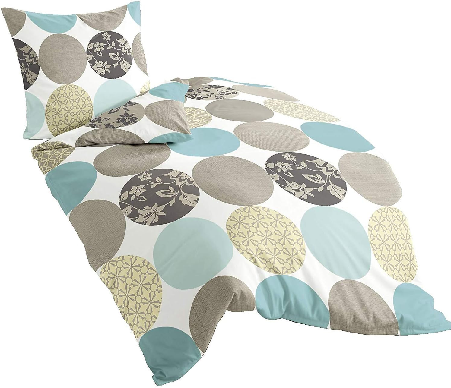 Bierbaum beddengoed, maco-satijn, Designed in Germany, model 6383 turquoise 02, 155X220 Cm + 80X80 Cm, comfortmaat Bedden en dekens Besuche den Bierbaum-Store Turquoise 135X200 Andere monsters