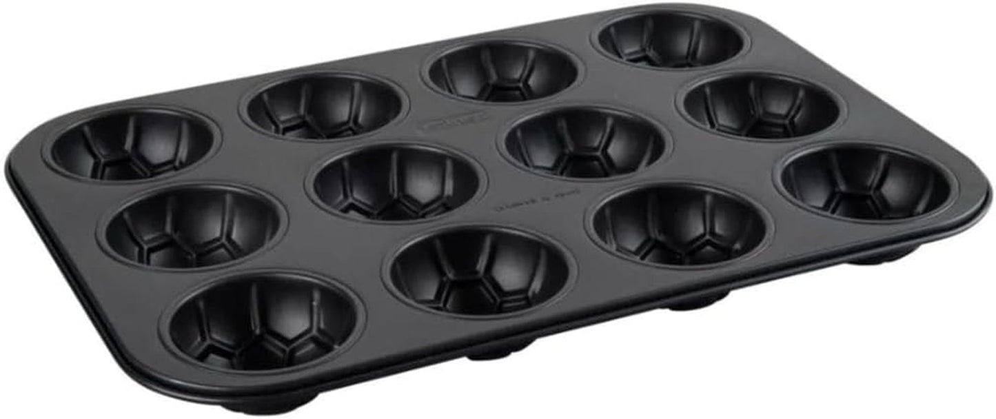 Zenker 12Er Muffinform – Muffinbackblech Für Muffins en Cupcakes Aus Der Serie Soccer Baking– Hitzebeständiges 12Er Muffinblech Mit Antihaftbeschichtung, Schwarz Vormen en bakplaten Naty Shop