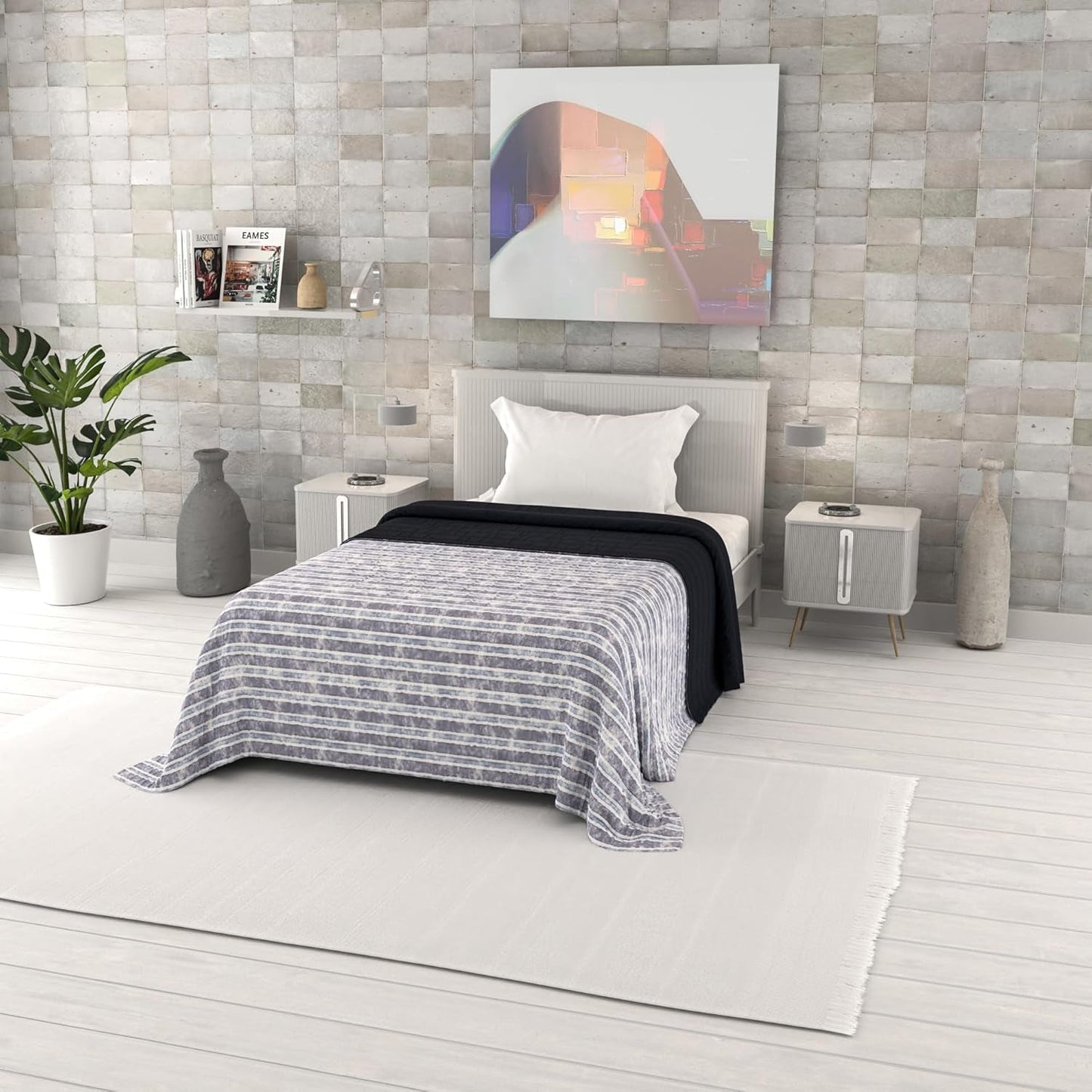 Zomerdekbed met fantasieprint, polyester vulling, bloemblaadjes, 260 x 270 cm