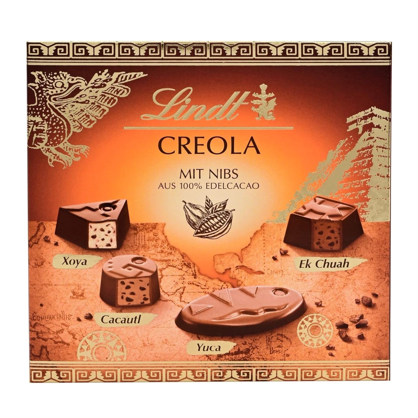 Lindt-chocolade | Creoolse pralinédoos | 100g | 9 pralines in 4 heerlijke assortimenten, gemaakt van 100% fijne cacao, zonder alcohol | Chocolade cadeauset