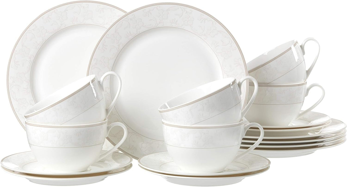 Ritzenhoff & Breker Isabella koffieservies, 18-delig, fijn porselein, wit met ornamenten, 37 x 26 x 25 cm