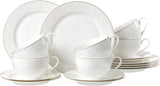 Ritzenhoff & Breker Isabella koffieservies, 18-delig, fijn porselein, wit met ornamenten, 37 x 26 x 25 cm