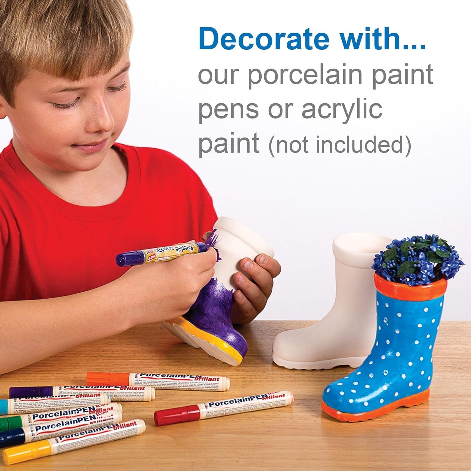 Baker Ross 'Wellies' keramische potten voor kinderen (2-pack)