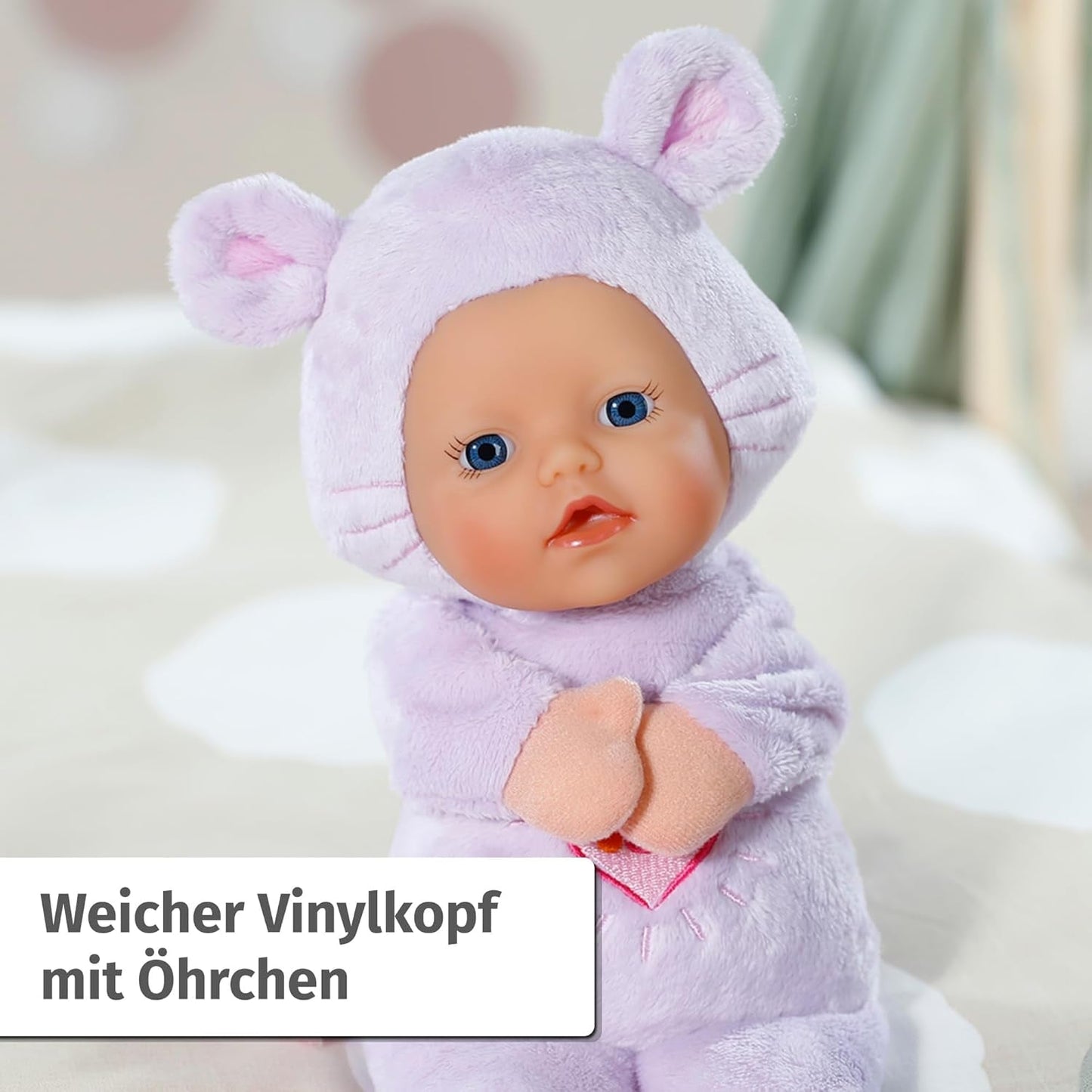 Baby Born for Baby's Muis Soft Doll, 26 cm, met oren en vingerzakken, voor pasgeborenen, 836590 Zapf Creation, roze