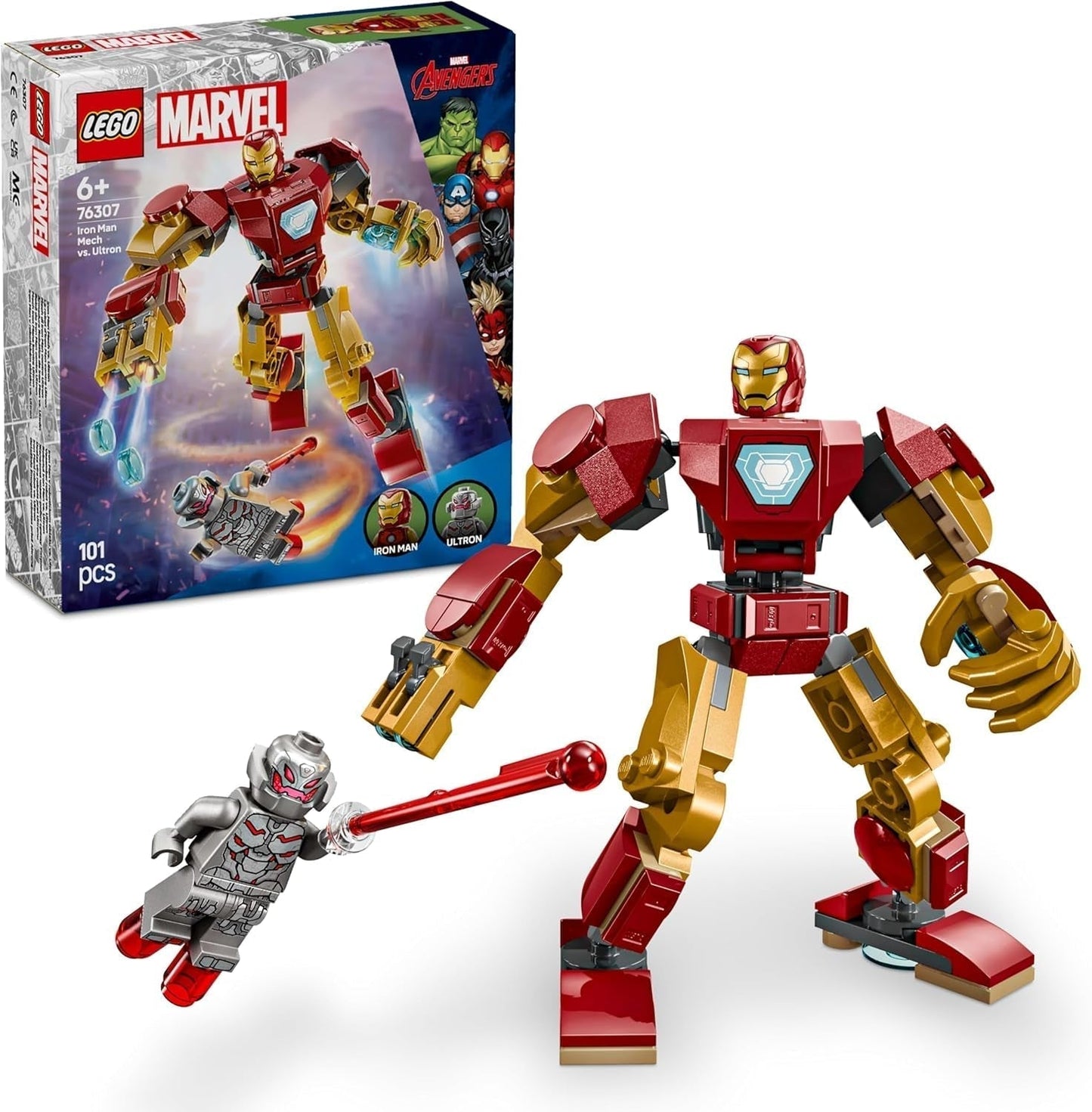 LEGO Marvel Iron Man Mech versus. Ultron - Superheldenspeelgoed met 2 minifiguren - Actiefiguur met beweegbare armen, benen en vingers - Cadeau voor jongens en meisjes vanaf 6 jaar 76307 Bouwsets Bekijk de LEGO-Store standaardtitel