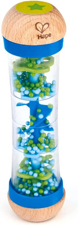 Hape regenmaker | mini muzikaal speelgoed met houten belletjes, blauw Bebe Toys Naty Shop Blue