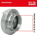 Storz TYPE C 52 koppeling, 2" binnendraad, voor buizen en fittingen met nitril O-ring voor zuig- en drukinzetstukken, gemaakt van aluminium, 31092