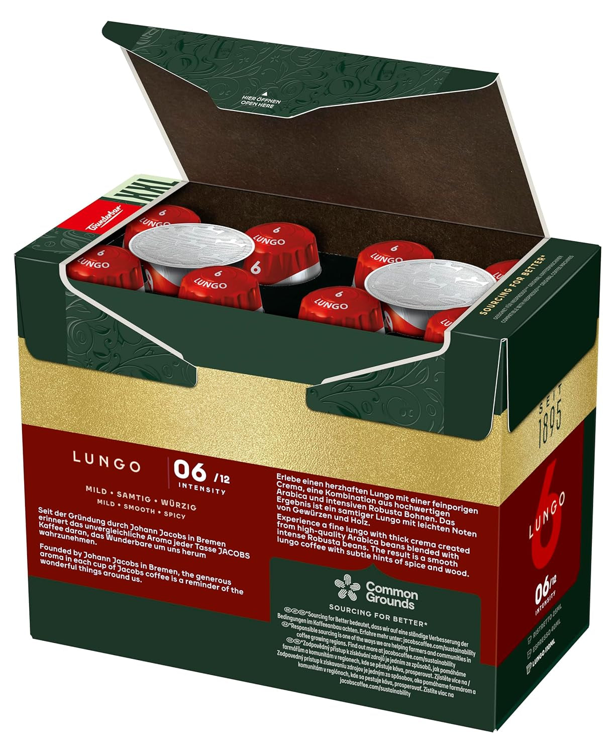 Jacobs Kaffeekapseln Lungo Classico, Megapack XXL, Intensität 6/12, 5 x 40 Getränke, Nespresso* compatibel Kaffee Kapseln, 200 Kapseln