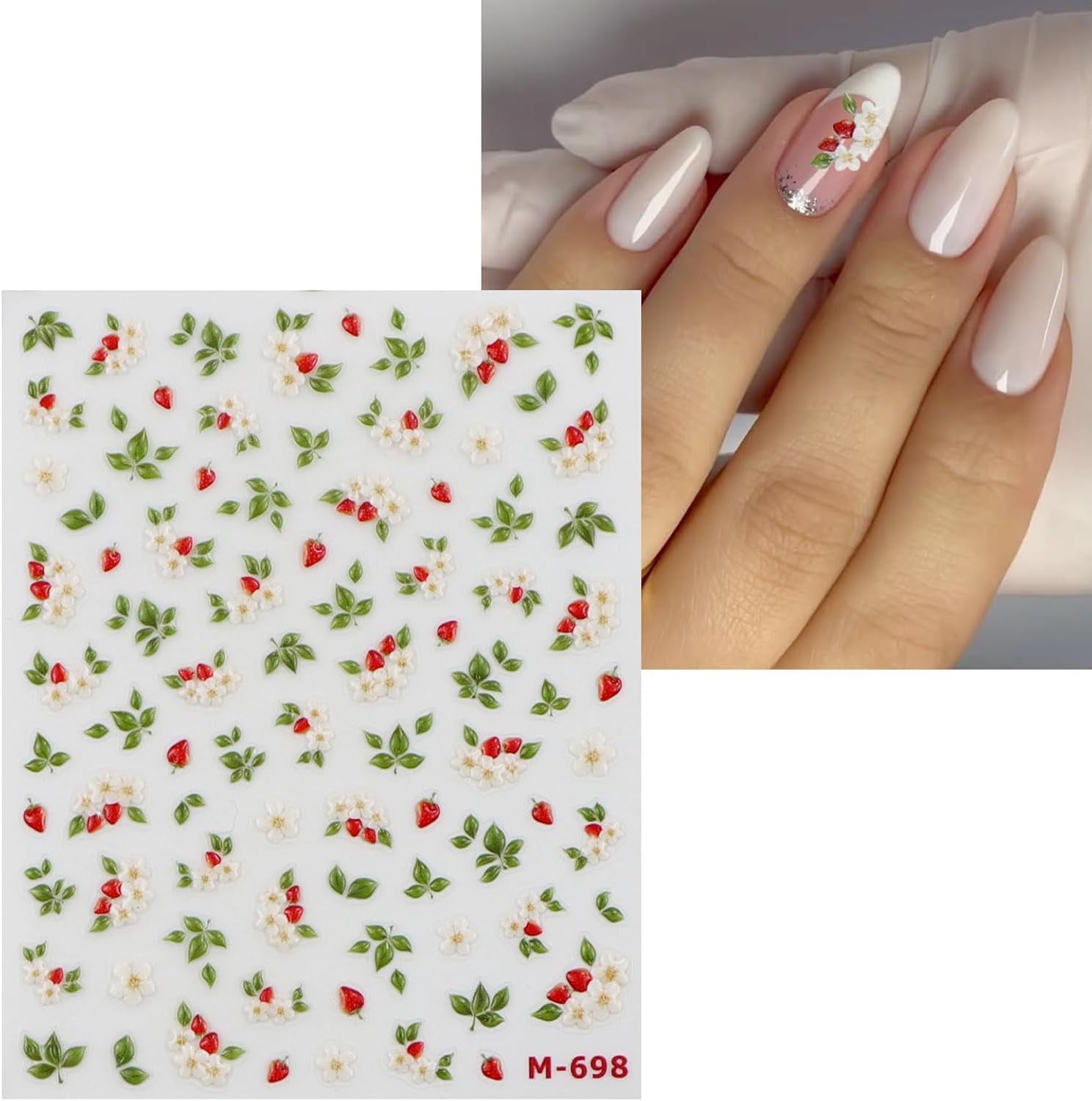 JMEOWIO 3D Nagelsticker Blume Nerdbeerenail Art Sticker Selbstklebend Nagelaufkleber 5D Stereoskopische Decoratie Nageldesign Zubehör 1 Blatt