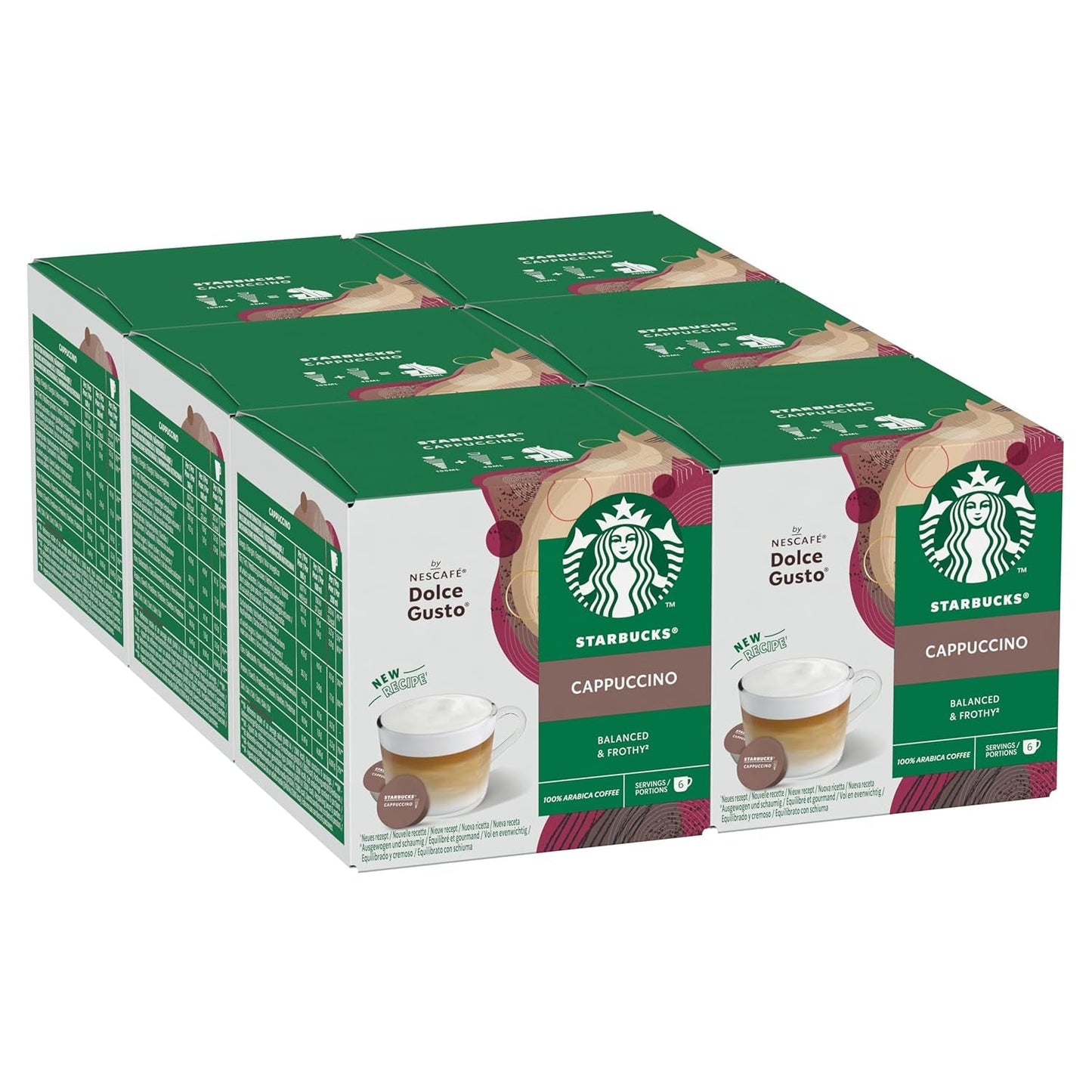STARBUCKS Cappuccino van Nescafé Dolce Gusto Kaffeekapseln 6 x 12 (72 Kapseln)