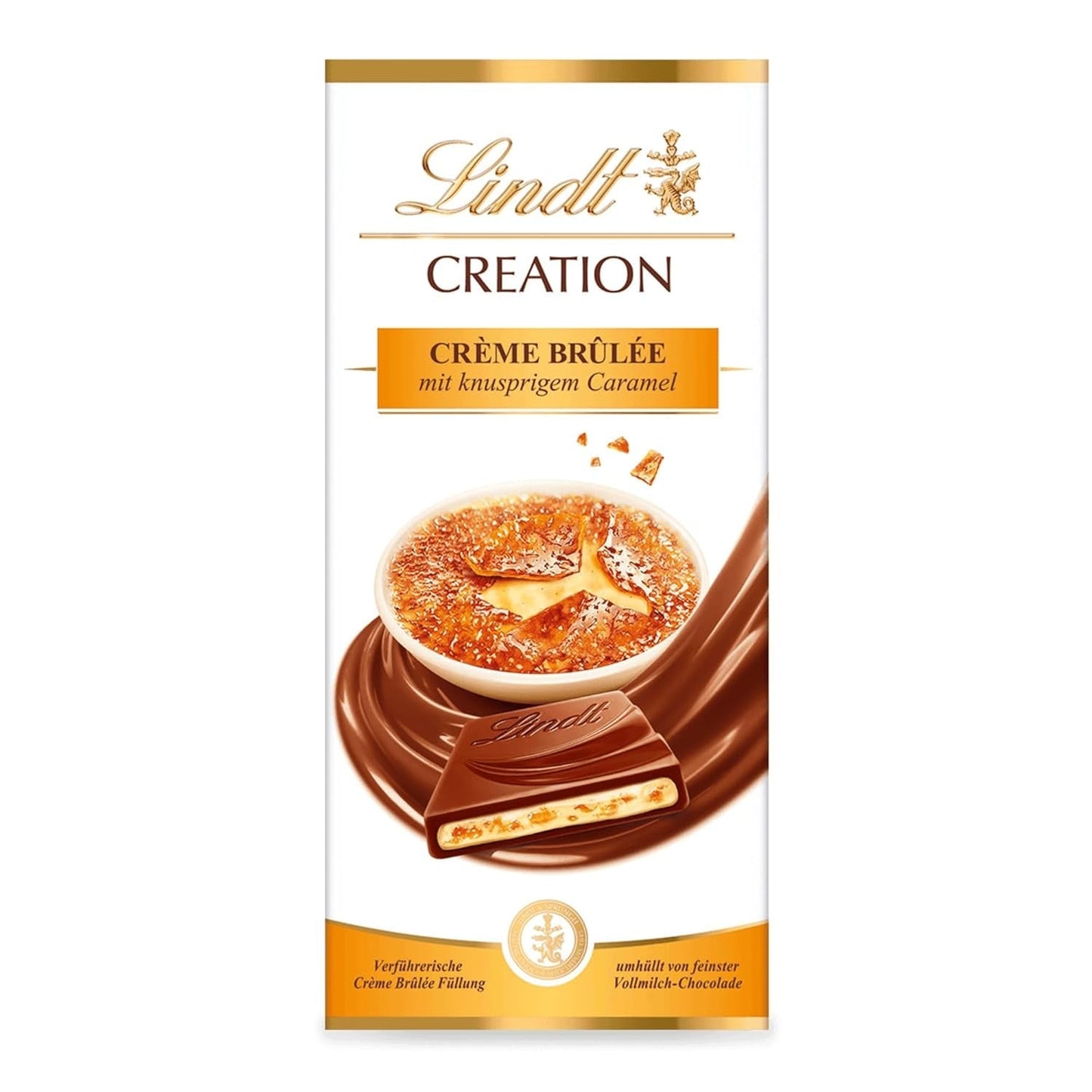 Lindt Schokolade Creatie Crème Brûlée Tafel | Crème Brûlée Füllung Met Knusprigem Karamell, Umhüllt Van Feinster Vollmilch-Schokolade | Schokoladentafel | Schokoladengeschenk, 150G Naty Shop Standaardtitel