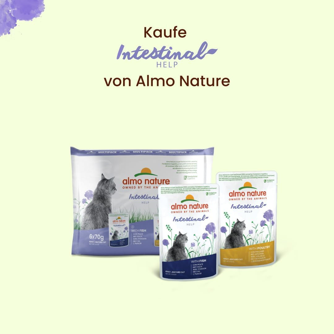 Almo Nature Functional - Darmhulp - Natvoer voor volwassen en volwassen katten met gevoelige darmen - met vis - ondersteunt het microbioom - 70 g (pak van 30)