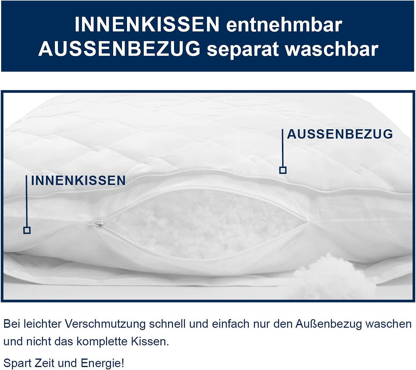 Irisette Noblesse kussen - Made in Germany - Kussen met afneembare hoes van puur katoen, 80 X 80 cm, Oeko-Tex gecertificeerd Naty Shop standaard kussens