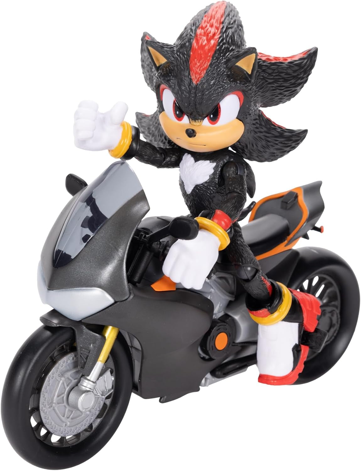 Sonic 3 The Movie Shadow-figuur, 15 cm, beweegbaar, inclusief Shadow Mobile van Jakks Pacific, akoestisch, zwart actiefiguren Naty Shop