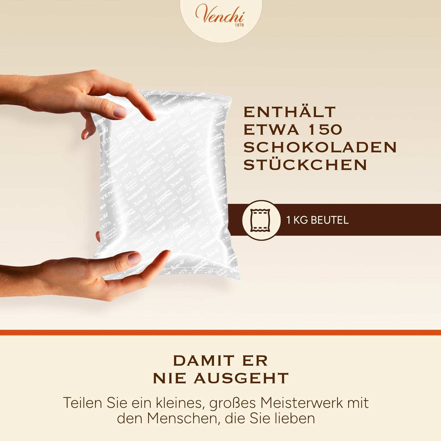 Venchi – Granblend Extra Zwart 75% GEEN toegevoegde suiker, 1 kg – GEEN kunstmatige zoetstoffen – glutenvrij – veganistisch