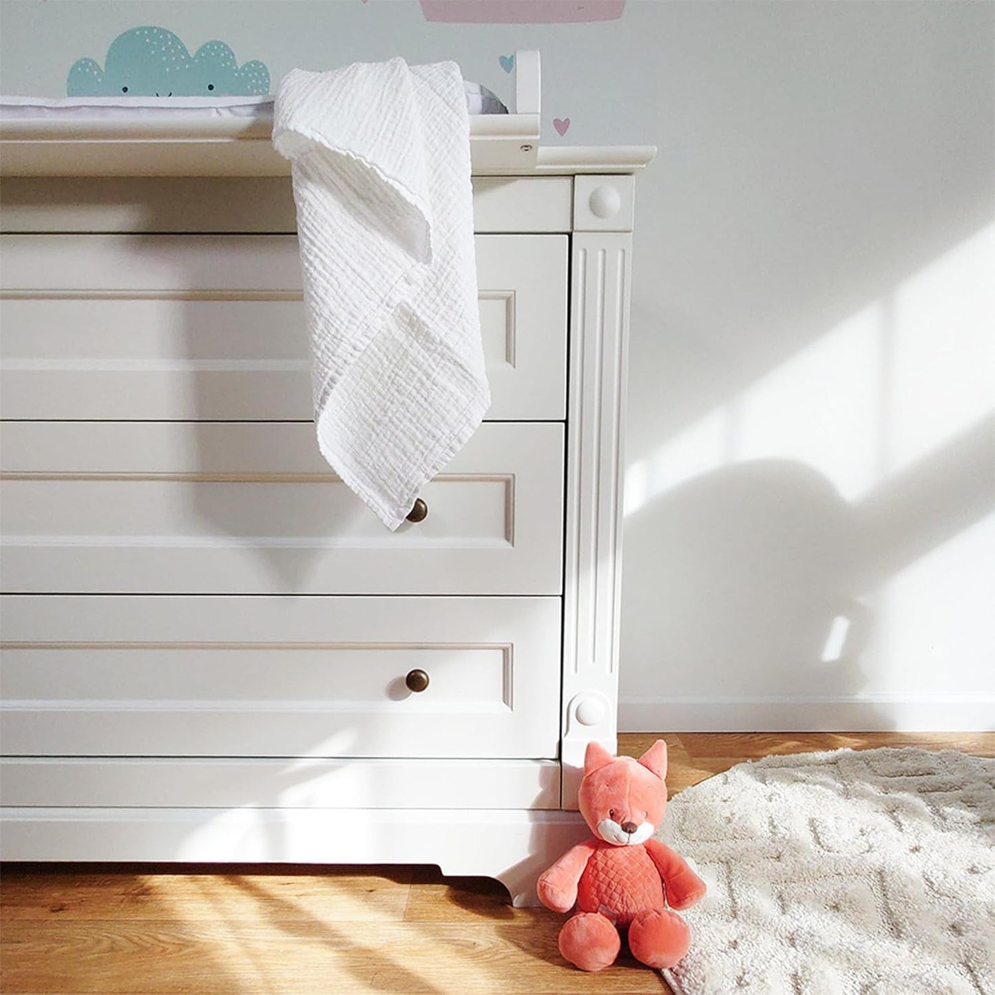 MAKIAN Mousseline Vierkantjes, 10 Stuks, 80x80cm, Oeko-TEX® Standaard 100 Gecertificeerd, 10 Premium Spuugdoekjes - Dubbel Geweven Stoffen Vierkantjes / Mousseline Vierkantjes, Kookbestendig - Wit