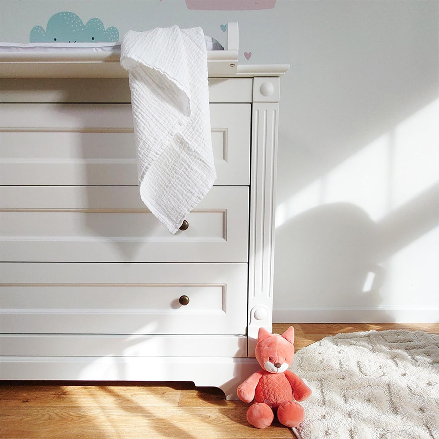 MAKIAN Mousseline Vierkantjes, 10 Stuks, 80x80cm, Oeko-TEX® Standaard 100 Gecertificeerd, 10 Premium Spuugdoekjes - Dubbel Geweven Stoffen Vierkantjes / Mousseline Vierkantjes, Kookbestendig - Wit