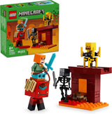 LEGO Minecraft Lava Duel of the Deep, speelgoed voor videogamefans, fort met minifiguren, waaronder Alex, Skeleton Wither, Lohe en Strider, cadeau voor meisjes en jongens van 6 jaar oud 21266 Bouwsets